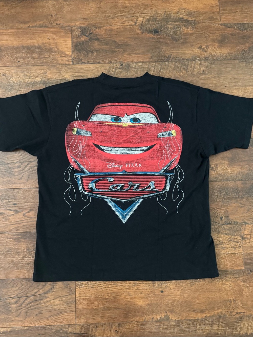 Disney Black Tee with Red Lightning McQueen Graphic